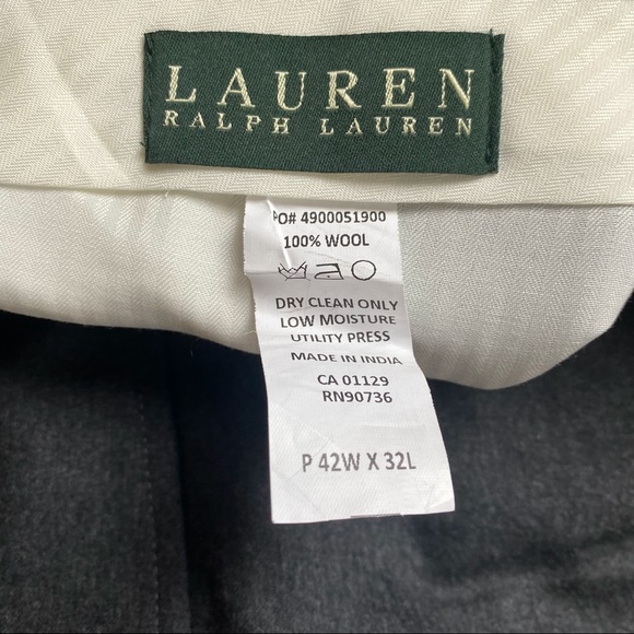Lauren Ralph Lauren Dress Pants Mens Size 44 Wool Charcoal Grey Trousers - Picture 8 of 14